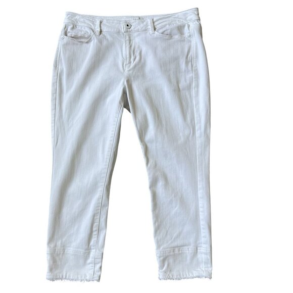 J. Jill Womens 8p White Denim Authentic Fit Cropped Capri Jeans Clean Girl - Picture 1 of 15